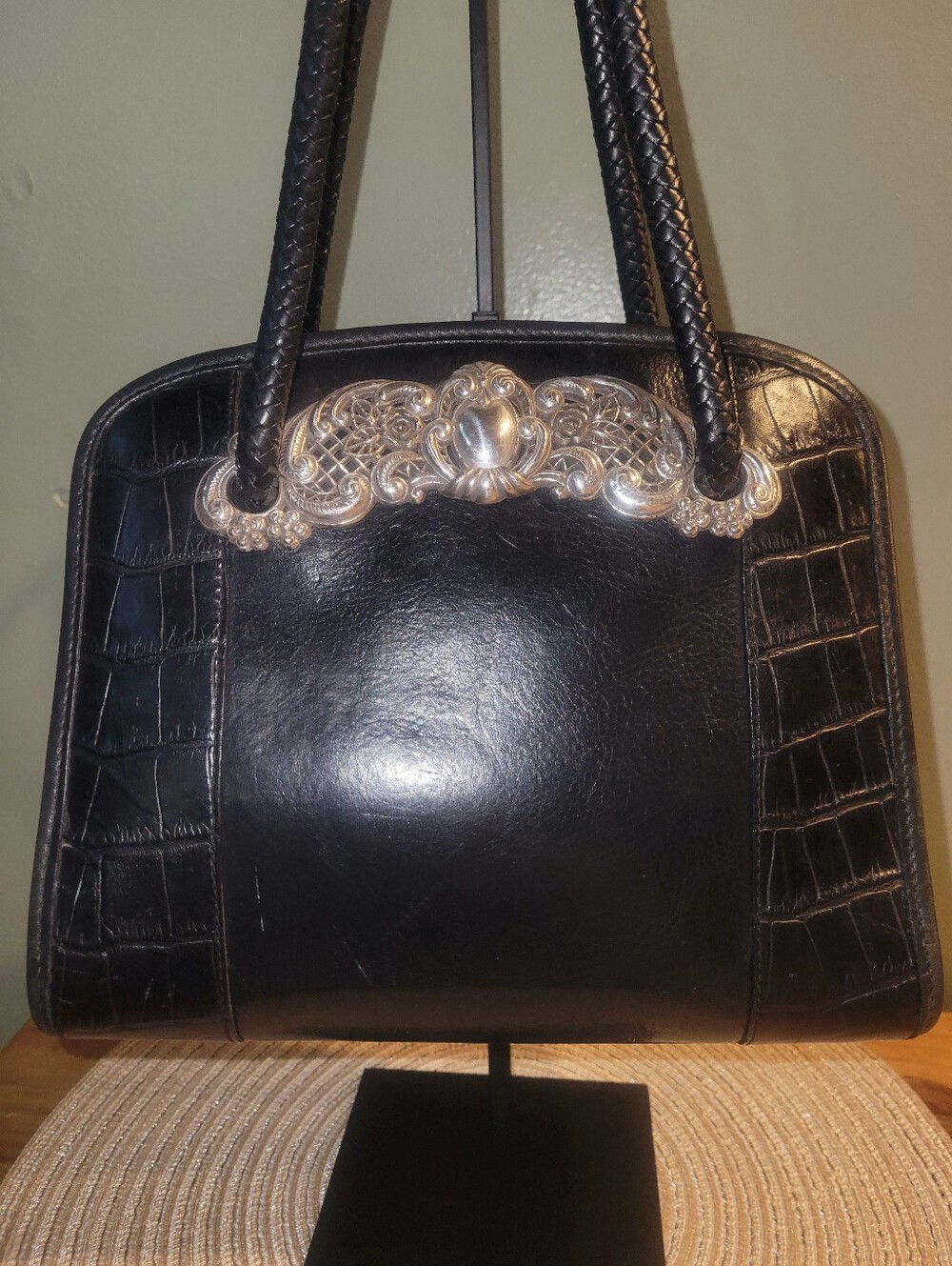 Brighton Chantilly Croc-embossed Handbag 1990s Era